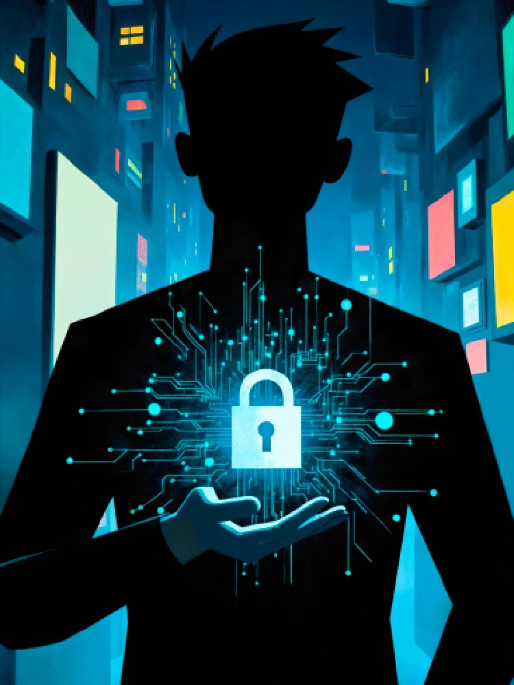 cybersecurity-concept-man-holding-padlock-futuristic-city
